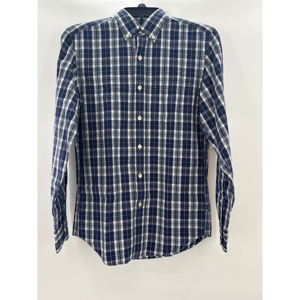 J. Crew Tailored Quality‎ Woven Shirts Mens XS Blue Plaid Long Sleeve Cotton